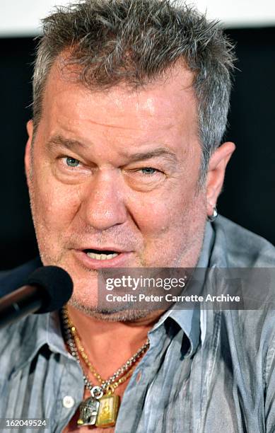 Jimmy Barnes attends a press conference with fellow band members at Clovelly Bowling Club to announce that 'Cold Chisel' will reunite for a one-off...