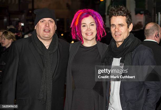 Andy Wachowski, Lana Wachowski and Tom Tykwer attend the gala screening of 'Cloud Atlas' at The Curzon Mayfair on February 18, 2013 in London,...