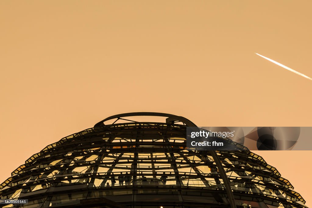 Dome of the Reichstag building at sunset (Berlin, Germany)