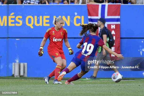 Roberta Aprile of Juventus during the Women's Gamper Trophy match between Barcelona and Juventus at Estadi Johan Cruyff on August 24, 2023 in...