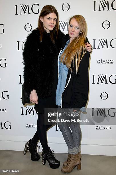 Lucie Von Alten and Bianca O'Brien attends the IMG Models 'Be Conscious It's Happening' party at The Network Building on February 18, 2013 in London,...