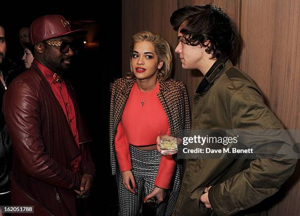 Will.i.am, Rita Ora and Harry Styles attend the AnOther Magazine and Dazed & Confused party with Belvedere Vodka at the Cafe Royal hotel on February...