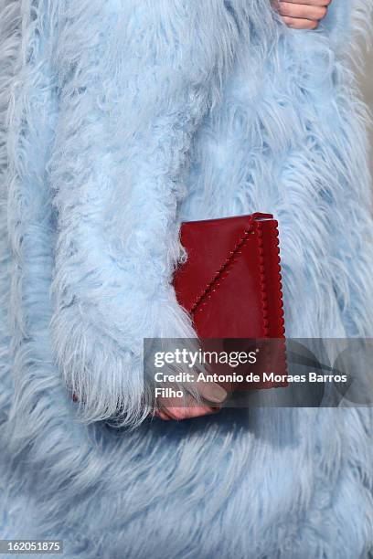 Model walks the runway at the Fashion East show during London Fashion Week Fall/Winter 2013/14 at TopShop Show Space on February 18, 2013 in London,...