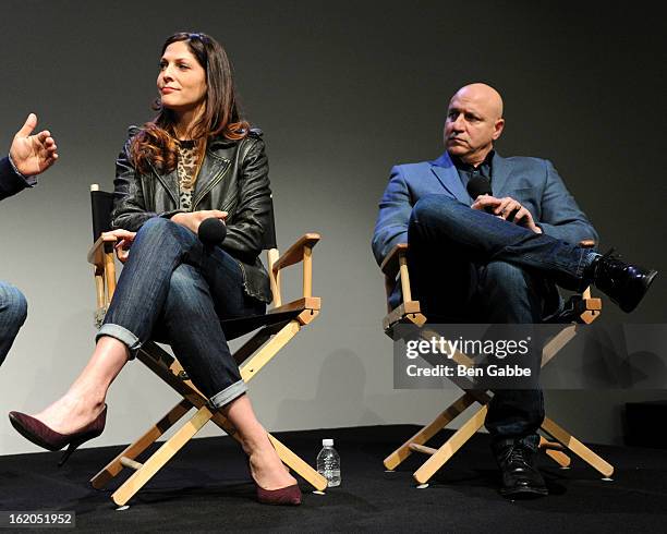 Director Lori Silverbush and Chef Tom Colicchio attend Apple Store Soho Presents: Meet The Filmmakers - "A Place At The Table" at Apple Store Soho on...