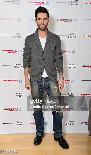 Singer Adam Levine Launches Signature Fragrances In Canada Exclusively For Shoppers Drug Mart at Soho Metropolitan Hotel on February 18, 2013 in...