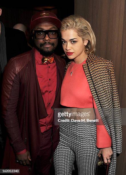Will.i.am and Rita Ora attend the AnOther Magazine and Dazed & Confused party with Belvedere Vodka at the Cafe Royal hotel on February 18, 2013 in...