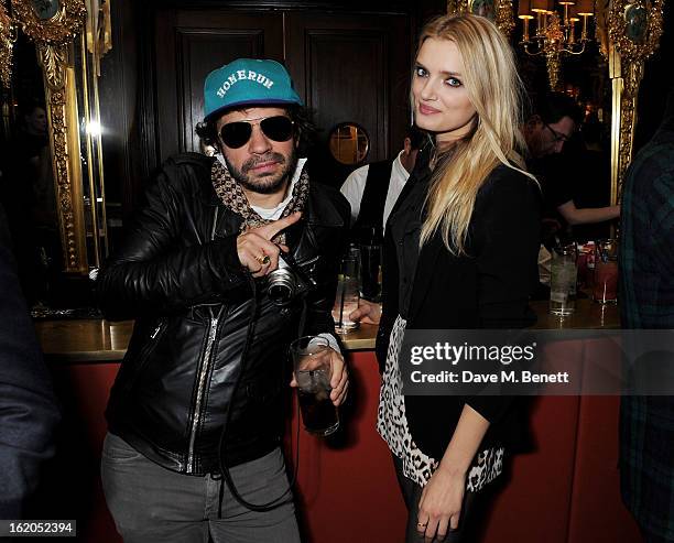 Olivier Zahm and Lily Donaldson attend the AnOther Magazine and Dazed & Confused party with Belvedere Vodka at the Cafe Royal hotel on February 18,...