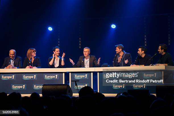 Pierre Benichou, Caroline Diament, Steevy Boulay, Laurent Ruquier, Christophe Beaugrand, Mustapha El Atrassi and Jeremy Michalak perform during the...