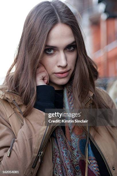 Model seen on day 3 of London Womens Fashion Week Autumn/Winter 2013 on February 17, 2013 in London, England.