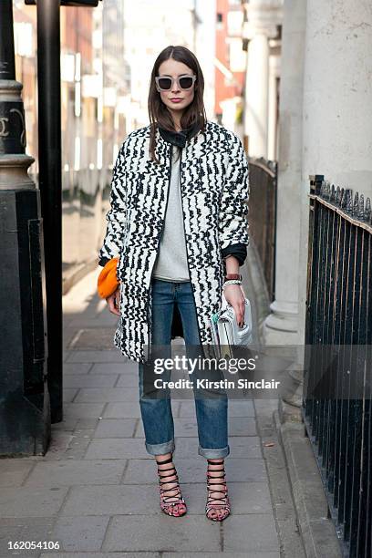 Fashion Blogger Irina Lakicevic seen on day 3 of London Womens Fashion Week Autumn/Winter 2013 on February 17, 2013 in London, England.