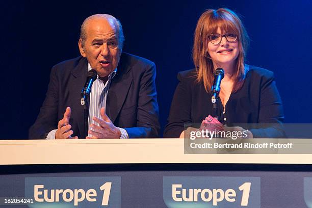 Pierre Benichou and Caroline Diament perform during the 3rd edition of the 'Europe 1 fait Bobino' show at Bobino on February 18, 2013 in Paris,...