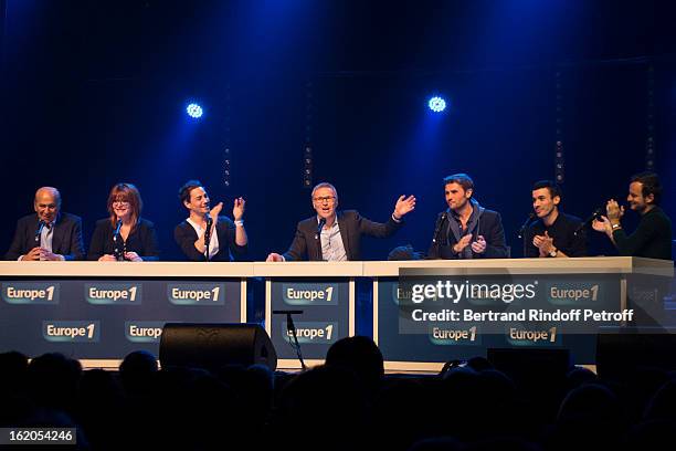 Pierre Benichou, Caroline Diament, Steevy Boulay, Laurent Ruquier, Christophe Beaugrand, Mustapha El Atrassi and Jeremy Michalak perform during the...