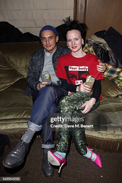 Richard Nicoll and Louise Gray attend the Richard Nicoll and Louise Gray after party at Soho House on February 18, 2013 in London, England.