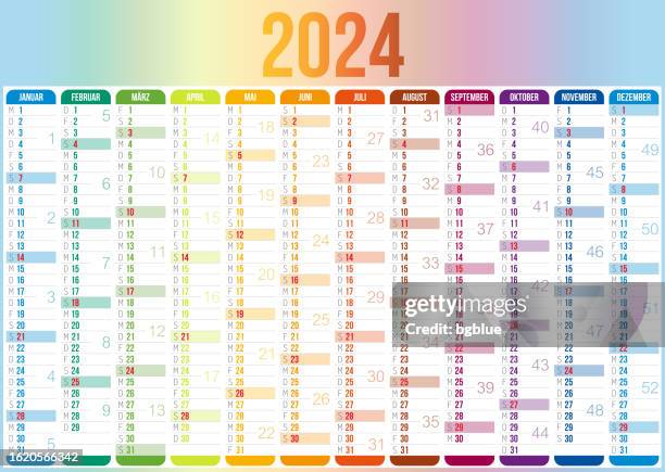 german calendar 2024 - todays agenda stock illustrations