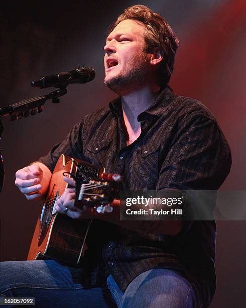 Country musician Blake Shelton performs during the NASH FM 94.7 "Nash Bash" at Roseland Ballroom on February 18, 2013 in New York City.