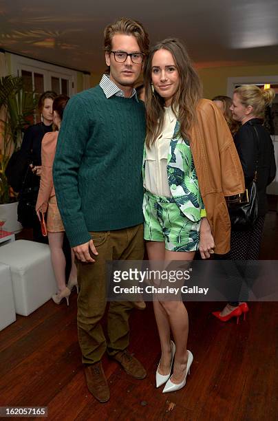 Personality Louise Roe wearing Juicy Couture and Josh Slack attend Vanity Fair and Juicy Couture's Celebration of the 2013 Vanities Calendar hosted...