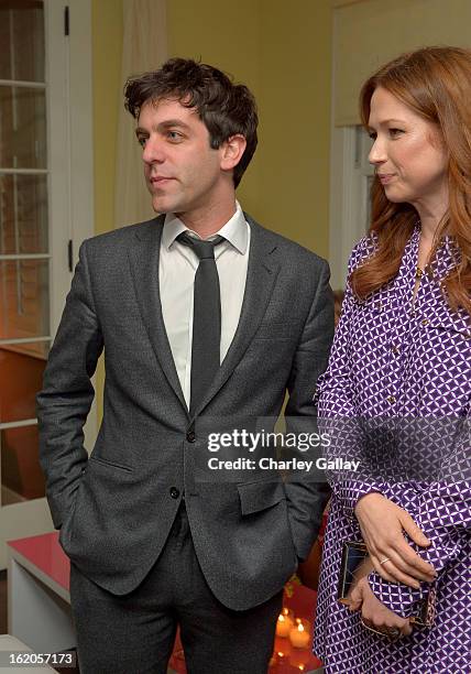 Actors B.J. Novak and Ellie Kemper wearing Juicy Couture attend Vanity Fair and Juicy Couture's Celebration of the 2013 Vanities Calendar hosted by...