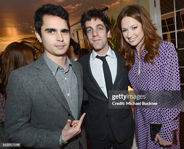 Actors Max Minghella, B.J. Novak and Ellie Kemper wearing Juicy Couture attend Vanity Fair and Juicy Couture's Celebration of the 2013 Vanities...