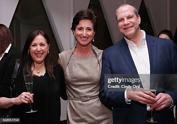 Karen Levine, Suzanne Ruffa and Norman Miller attend the Gotham Magazine & Moroccanoil Celebrate With Step Up Women's Network event on February 18,...