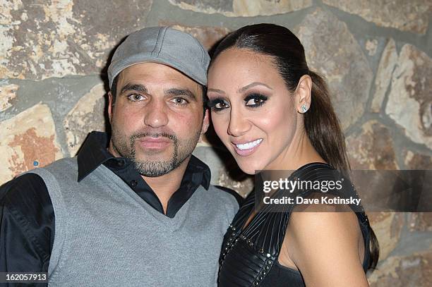 Joe Gorga and Melissa Gorga attends the Milania Professional Hair Care Launch Party at Stone House At Stirling Ridge on February 18, 2013 in Warren,...