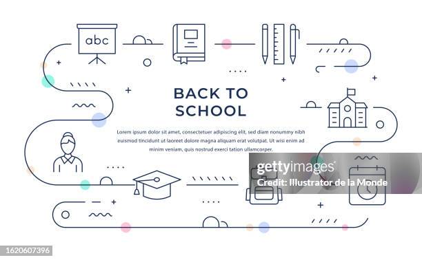 back to school web banner design - topics stock illustrations