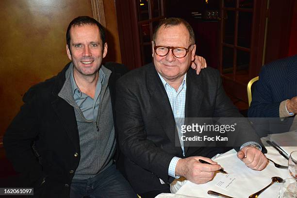 Christian Vadim and Patrice Monmousseau attend the 18 eme Edition des Journees du Livre et Du Vin 2013' - Jury Lunch at the Hotel Lutetia on February...