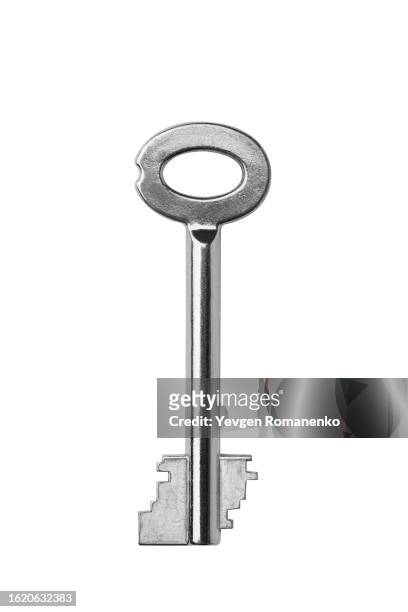 key isolated on white background - porta chave imagens e fotografias de stock