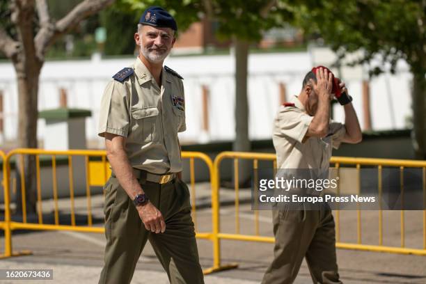 The King of Spain, Felipe VI, at the General Military Academy of Zaragoza on the occasion of the entry of the Princess of Asturias, his daughter, for...