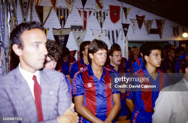 New Barcelona signing Gary Lineker pictured inside at the Nou Camp stadium in 1986 in Barcelona, Spain.