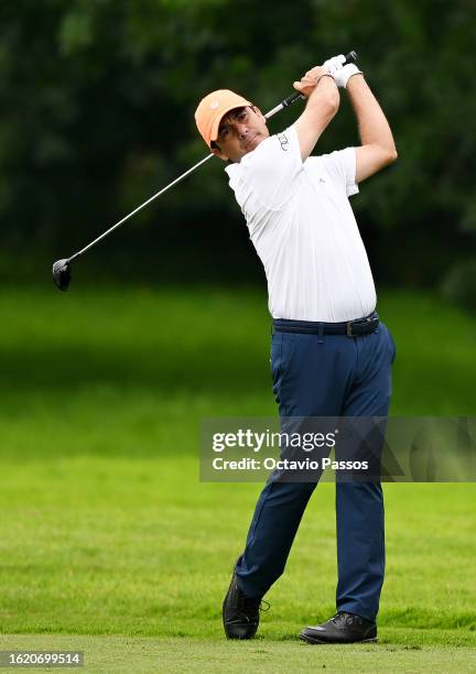 Felipe Aguilar of Chile plays his second shot on the 18th hole on Day One of the ISPS HANDA World Invitational presented by AVIV Clinics at Galgorm...