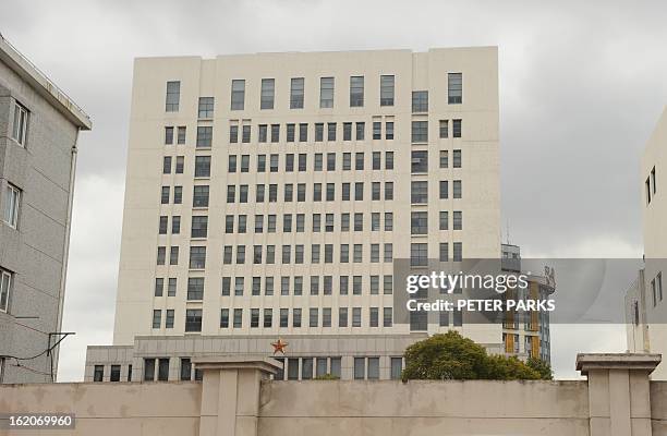 This general view shows a 12-storey building alleged in a report on February 19, 2013 by the Internet security firm Mandiant as the home of a Chinese...