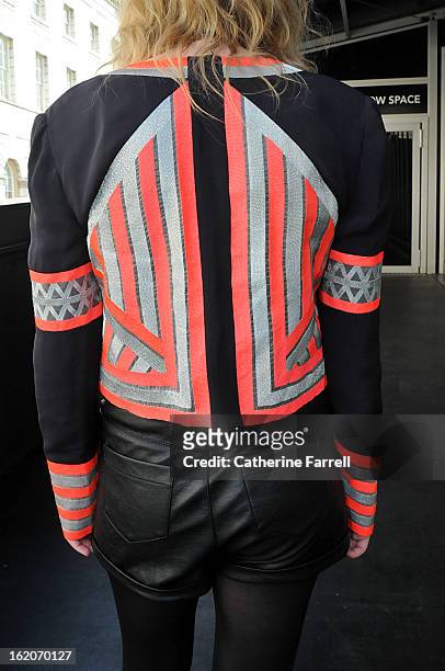 Fashion photographer Katie Boyle from Melbourne, Australia, seen wearing a Sass and Bide jacket with two stone metallic and fluorescent salmon urban...