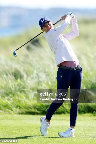 Anne Van Dam of the Netherlands tees off on the 18th hole on Day One of the ISPS HANDA World Invitational presented by AVIV Clinics at Castlerock...