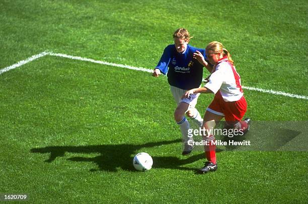 Action from the FA Women's Cup Final between Millwall Lionesses and Wembley at West Ham United's ground, Upton Park in London, England. \ Mandatory...