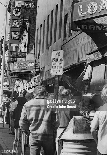 Throngs Attend Final Gart Sale On Larimer Street; This is part of the crowd of hundreds of shoppers drawn Sunday to the "Sniagrab" ski equipment sale...