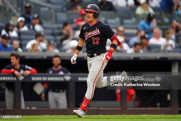 Alex Call of the Washington Nationals rounds the bases after hitting a two-run home run in the seventh inning during the game between the Washington...