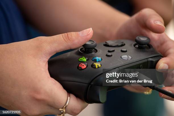 Pasadena, CA A Xbox controller is used to move EELS, the Exobiology Extant Life Surveyor, during a demonstration in the Mars Yard on Thursday, July...