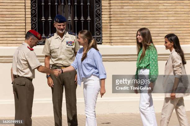 The Princess of Asturias, Leonor, arrives at the General Military Academy of Zaragoza on the occasion of her entry for her military training, on 17...