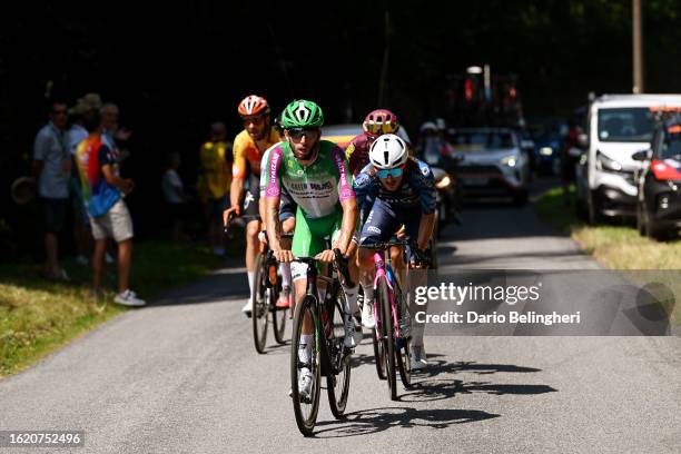 Martin Marcellusi of Italy and Team Green Project-Bardiani CSF-Faizanè and Andrea Mifsud of France and Team Nice Métropole Côte d'Azur compete in the...