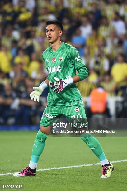 Goalkeeper Irfan Can Egribayat of Fenerbahce during the UEFA Europa Conference League Play off round first leg match between Fenerbahce and Twente at...