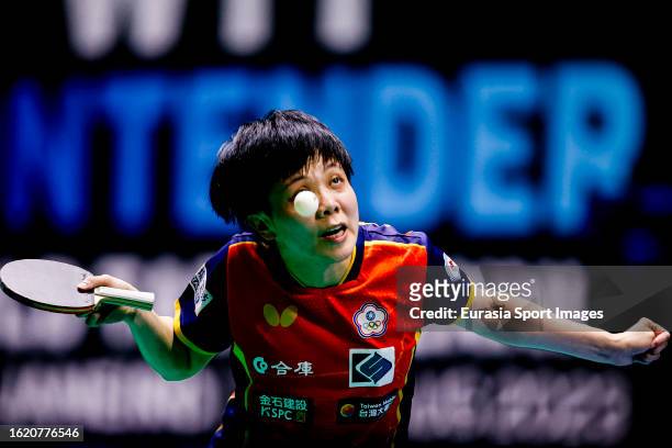 Cheng I-Ching of Taiwan in action against Lee Zion of Korea during WTT Contender Rio de Janeiro 2023 on August 10, 2023 in Rio de Janeiro, Brazil.