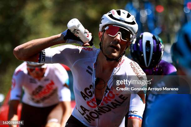Lawrence Warbasse of The United States and Ag2R Citroen Team cools down during the 45th Vuelta a Burgos 2023, Stage 3 a 183km stage from Sargentes de...