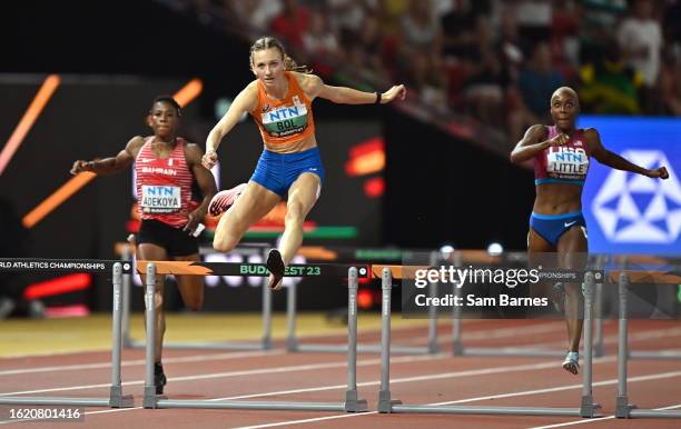 Budapest , Hungary - 24 August 2023; Femke Bol of Netherlands on her way to winning the women's 400m hurdles final during day six of the World...