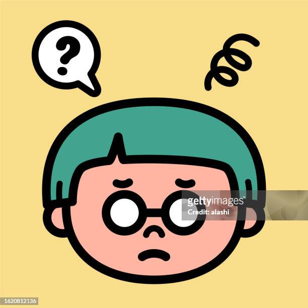 funny character design of a confused man or boy with eyeglasses - philosophy vector stock illustrations