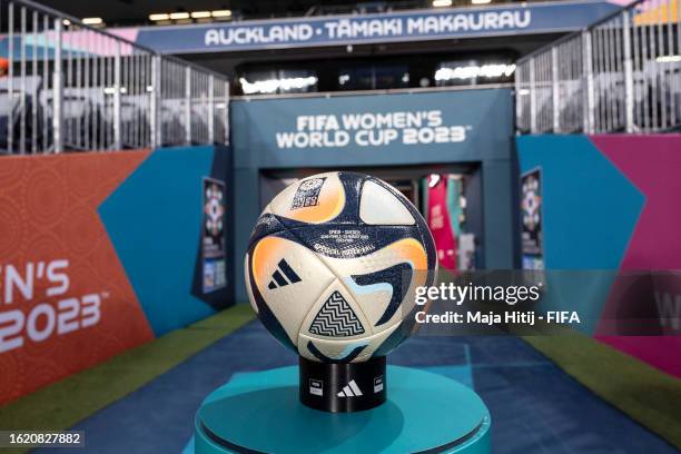 Adidas Oceaunz Final Pro Official Women's World Cup 2023 match ball is displayed prior to the FIFA Women's World Cup Australia & New Zealand 2023...