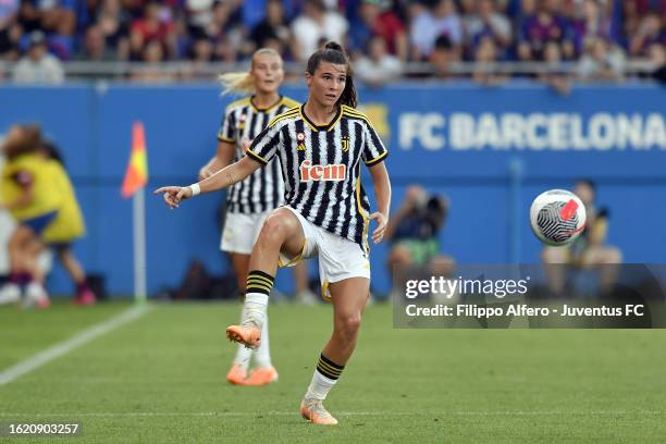 Sofia Cantore of Juventus during the Women's Gamper Trophy match between Barcelona and Juventus at Estadi Johan Cruyff on August 24, 2023 in...