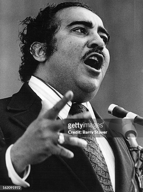View of American politician, US Representative Charles B Rangel as he speaks during a press conference.
