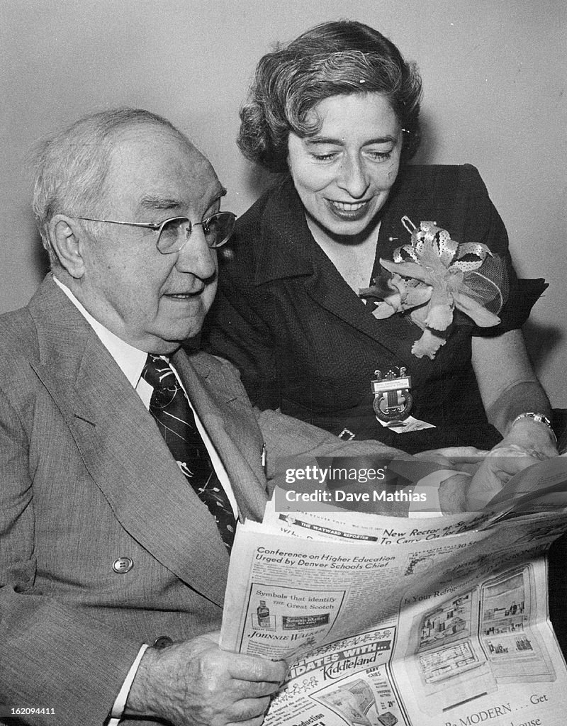 JUN 13 1957, JUN 14 1957; James C. Petrillo and his executive secretary, Neta Henderson, check The P