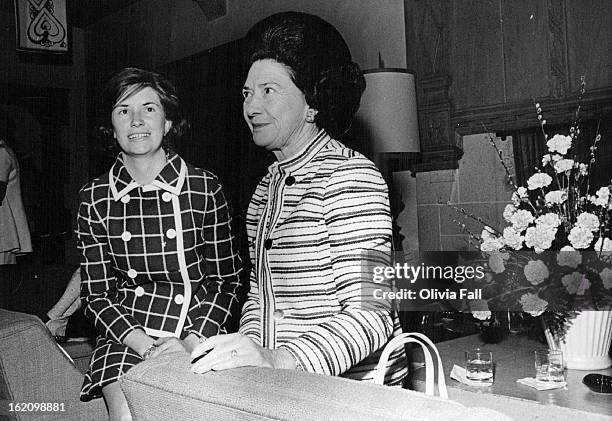 Mother-daughter duo at the Heart Fashion Show lunch-eon Tuesday were Mrs. John Orr, left, and Mrs. John Mendenhall. Neusteters showed the spring and...