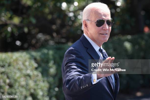 President Joe Biden departs the White House on August 17, 2023 in Washington, DC. Biden is scheduled to travel to Pennsylvania today and then travel...
